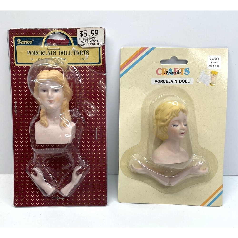 Darice Angel Porcelain Doll 1224-22 3 1/4 Inch Blonde Plus 1 Frank's Crafts Doll
